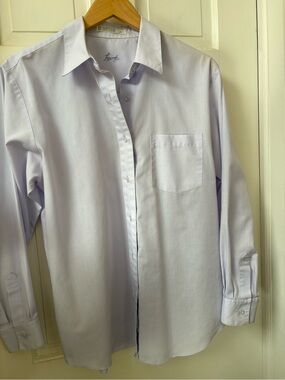 Foxcroft Pale Lavendar Button-Front Long-Sleeve Shirt, Blouse